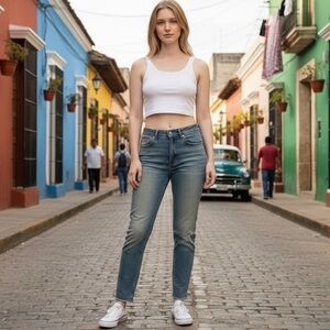 Free People Stella high rise distressed jeans